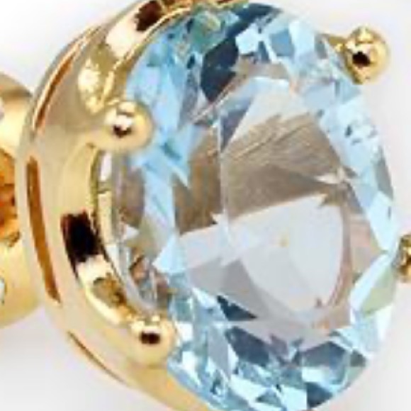 NWOT 3.0 CTW Swiss Blue Topaz•18K Yellow Gold Over Sterling•Designer Earrings - Picture 4 of 8